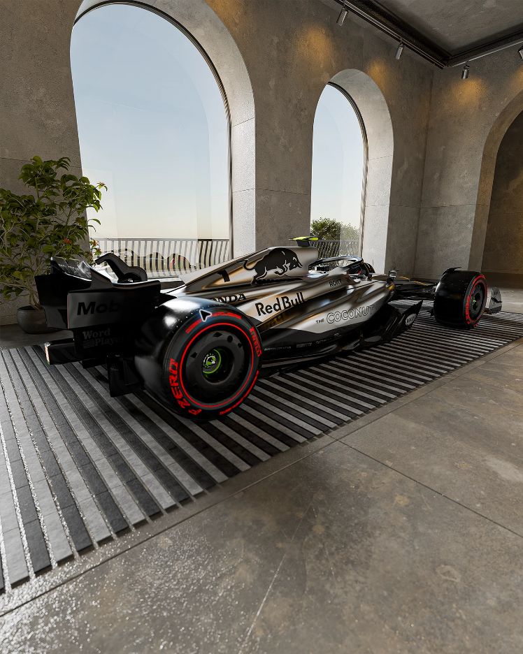 Oracle Red Bull Coconut Edition, motorsport · special-edition concept · cgi by Ayrton Creative, view 3